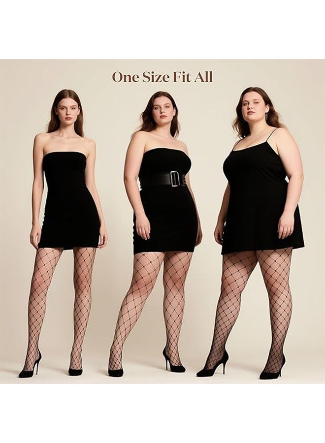4Pcs Fishnet Stockings for Women, High Waist Tights Fishnet Stockings, Black Thigh High Pantyhose, One Size Fit All - Image 2